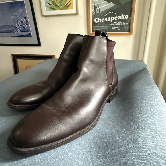Calvin Klein Men's Brown Leather Chelsea Dress Boots - Picture 1 of 8